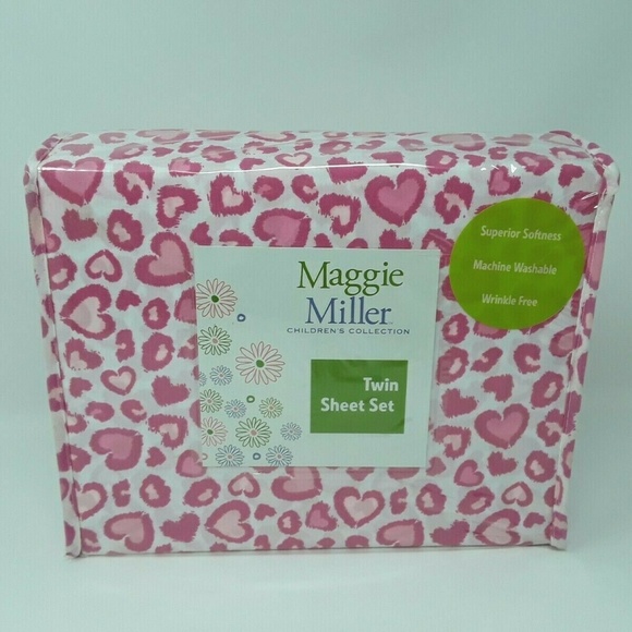 Maggie Miller Twin Sheet Set Pink Hearts Hearts - Picture 2 of 8